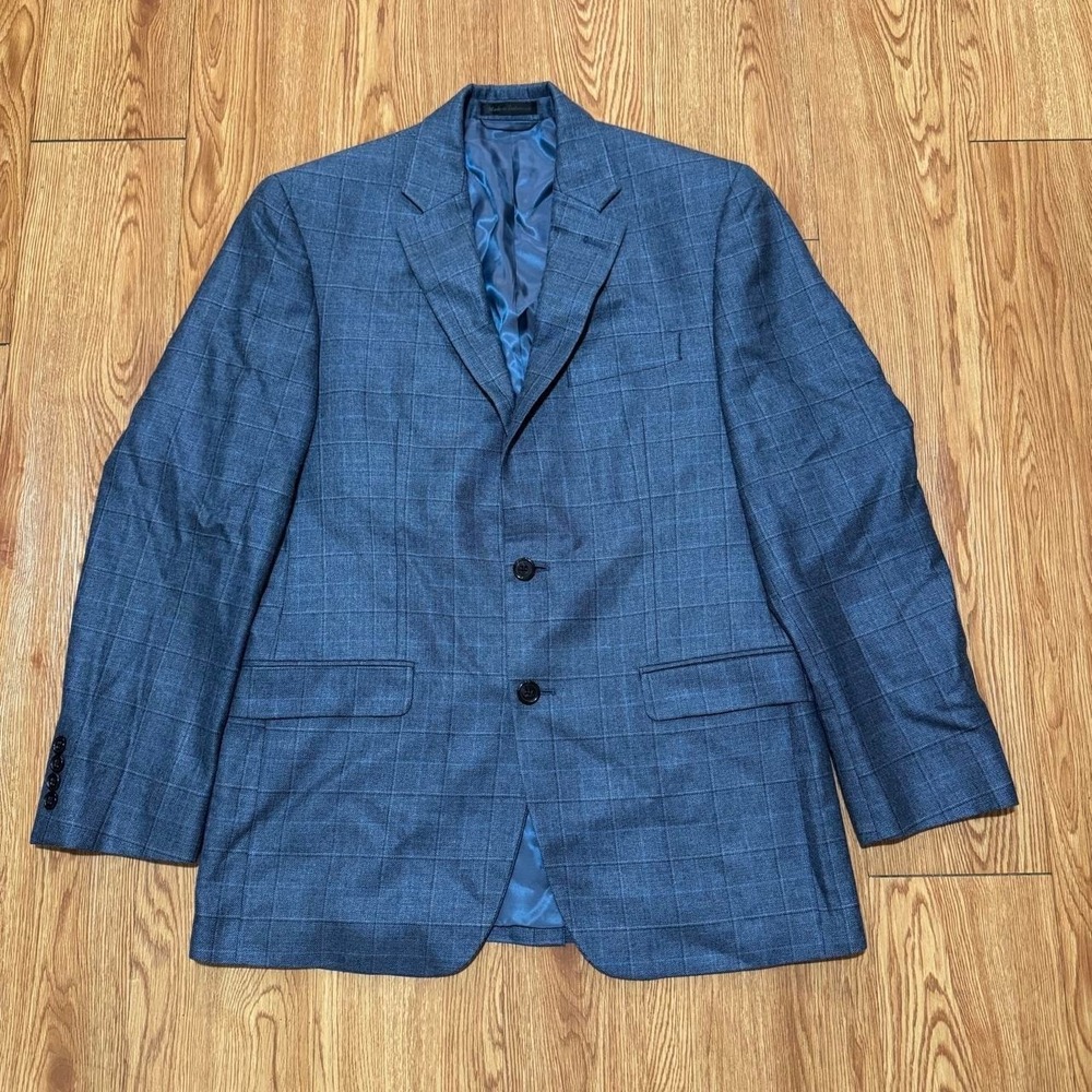 Lauren Ralph Lauren Men's Blazer 38R Wool Silk Blue Plaid Preppy